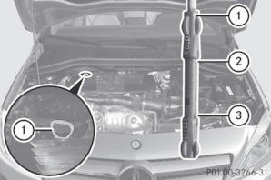 Mercedes-Benz Klasa B: Kontrola Poziomu Oleju Miarką - Olej Silnikowy - Komora Silnika - Czyszczenie I Konserwacja