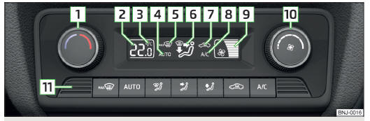 Rys. 118 Elementy obsługowe klimatyzacji climatronic