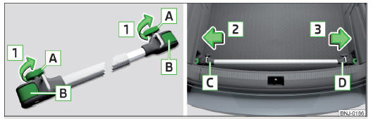 Rys. 110 Zamontowanie belki poprzecznej: luzowanie śrub i odryglowanie uchwytów / montowanie belki poprzecznej w zaczepach
