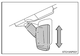 Regulacja wysokoźci ustawienia wewnętrznego lusterka wstecznego (wersje z automatycznie przyciemnianym wewn ętrznym lusterkiem wstecznym)