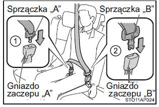 Zapinanie źrodkowego pasa bezpieczeństwa na tylnym fotelu