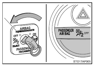 Wyłączanie czołowej poduszki powietrznej przy przednim fotelu pasażera